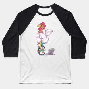 Cartoon Chicken Unicycle Baseball T-Shirt